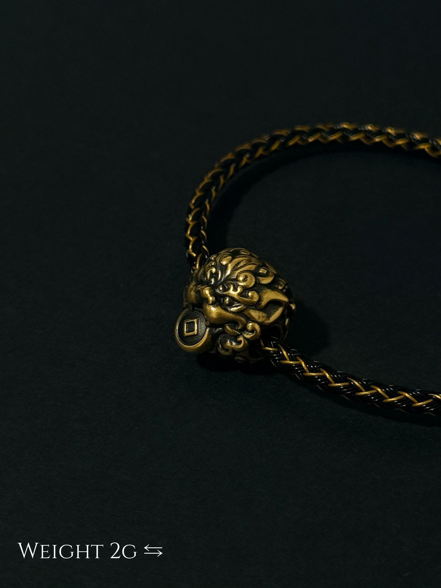 Coin Biting Pixiu Black Gold Charm 咬钱貔貅