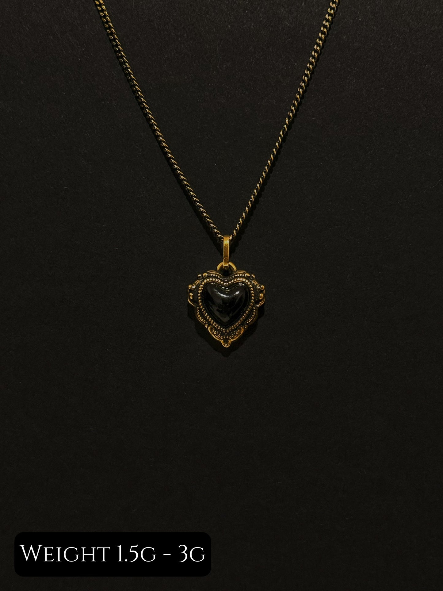 Vintage Heart Black Gold Pendant
