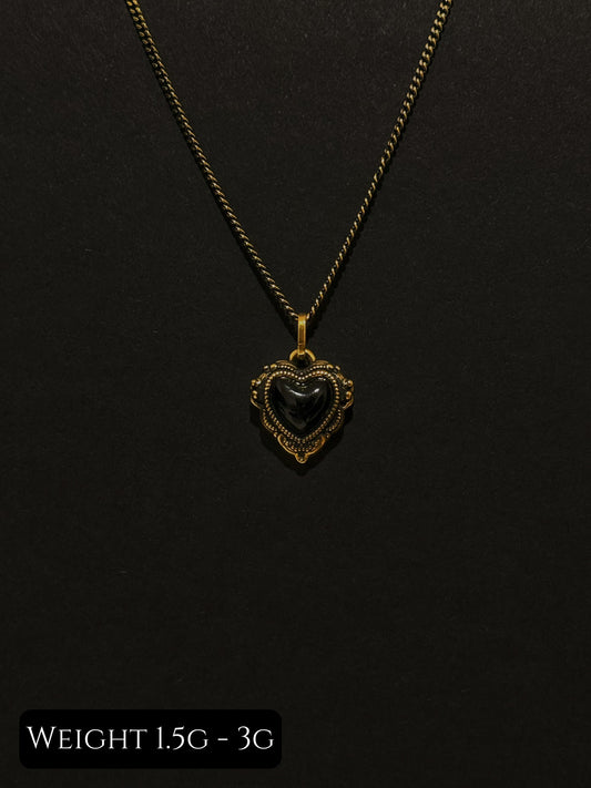 Vintage Heart Black Gold Pendant
