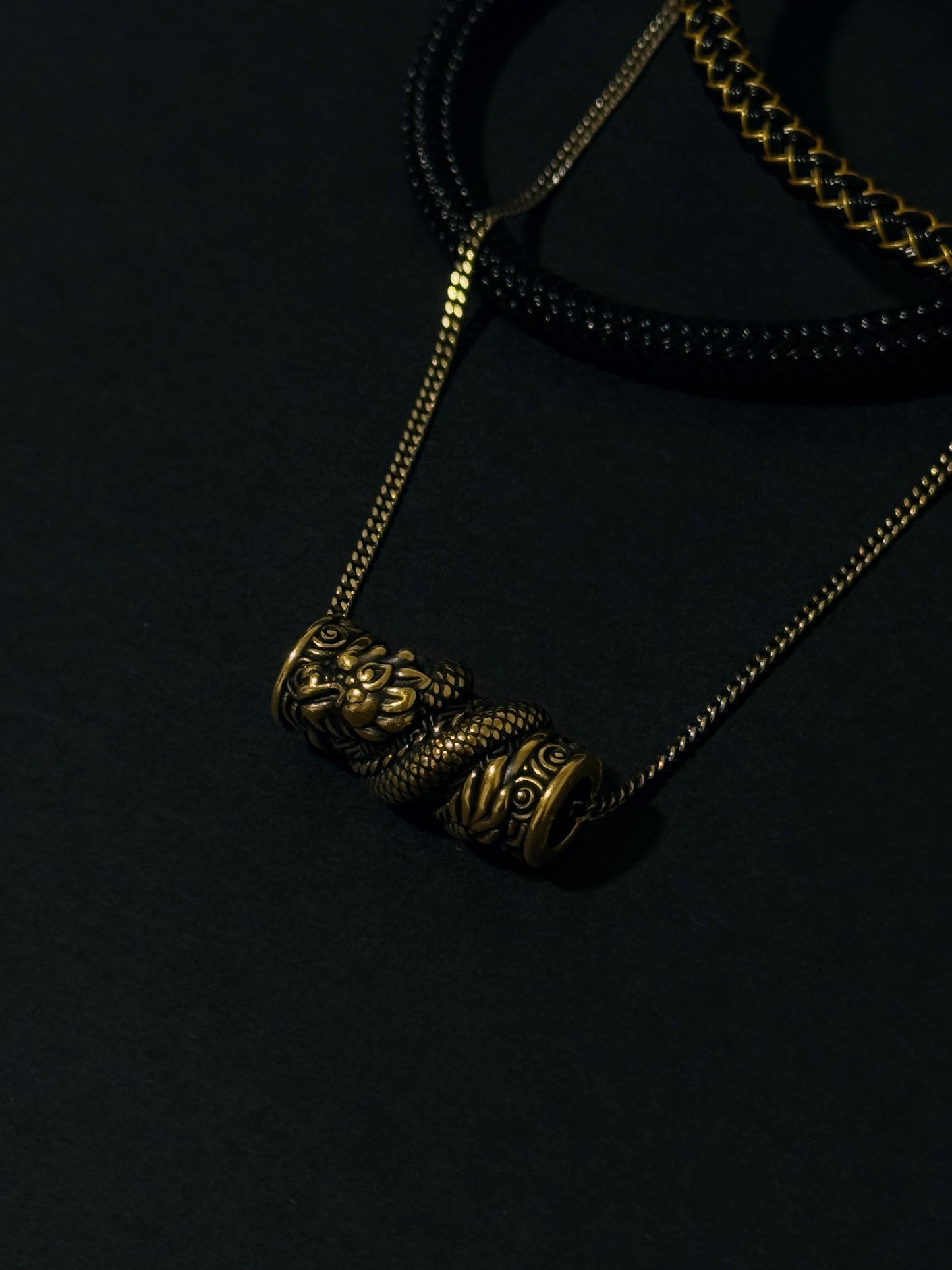 Fortune Dragon Black Gold Charm 富贵龙