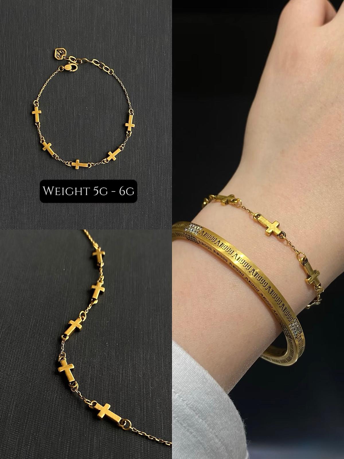 Vintage Cross Black Gold Bracelet