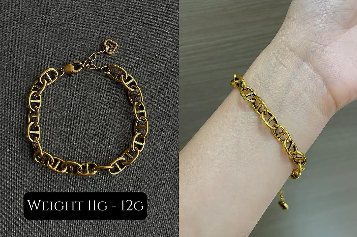 Anchor Link Black Gold Bracelet