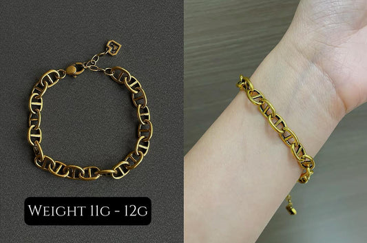 Anchor Link Black Gold Bracelet