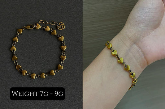 Heart Link Black Gold Bracelet